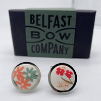 Sage & Coral Floral Cufflinks by the Belfast Bow Company