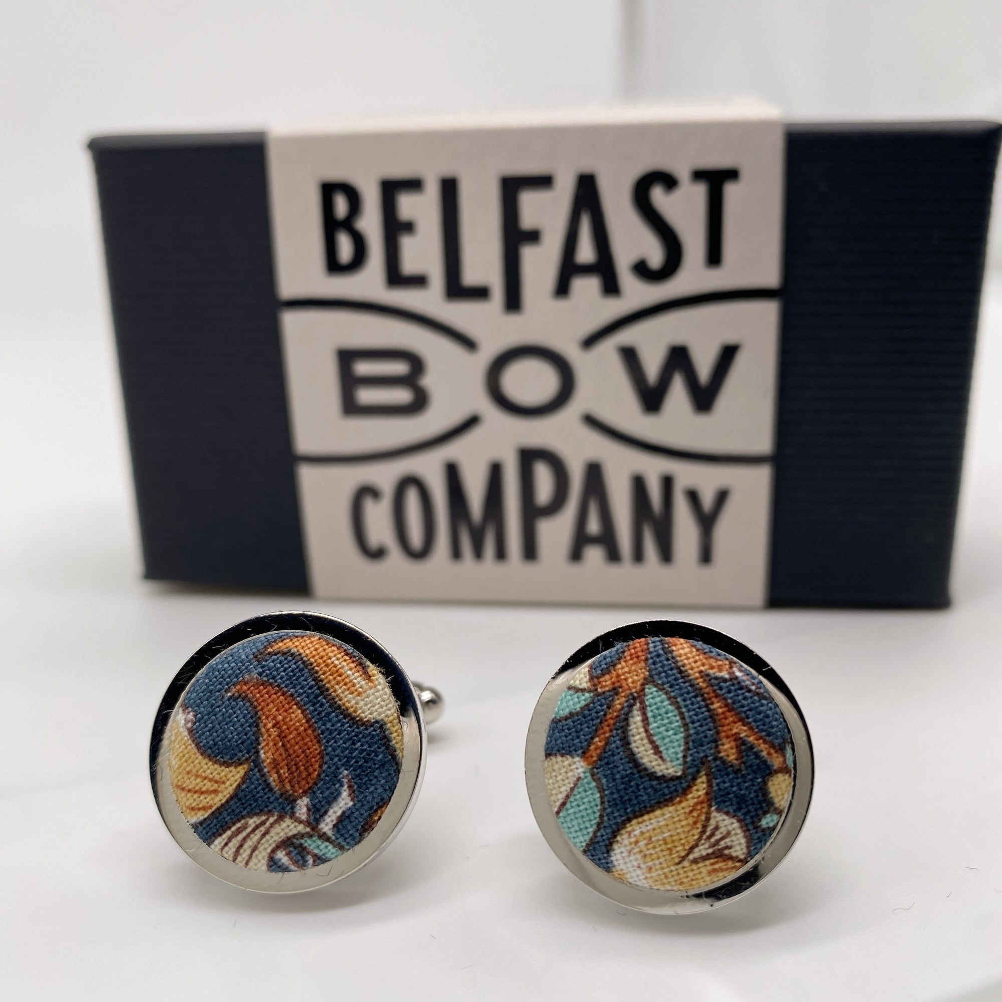 Cufflinks in Autumn Scrolling Flowers Motif