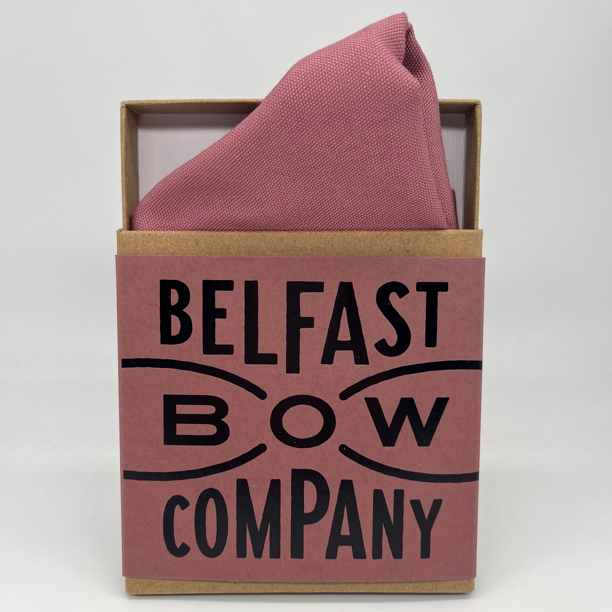 Dusky Pink pocket square in cotton by the belfast bow company