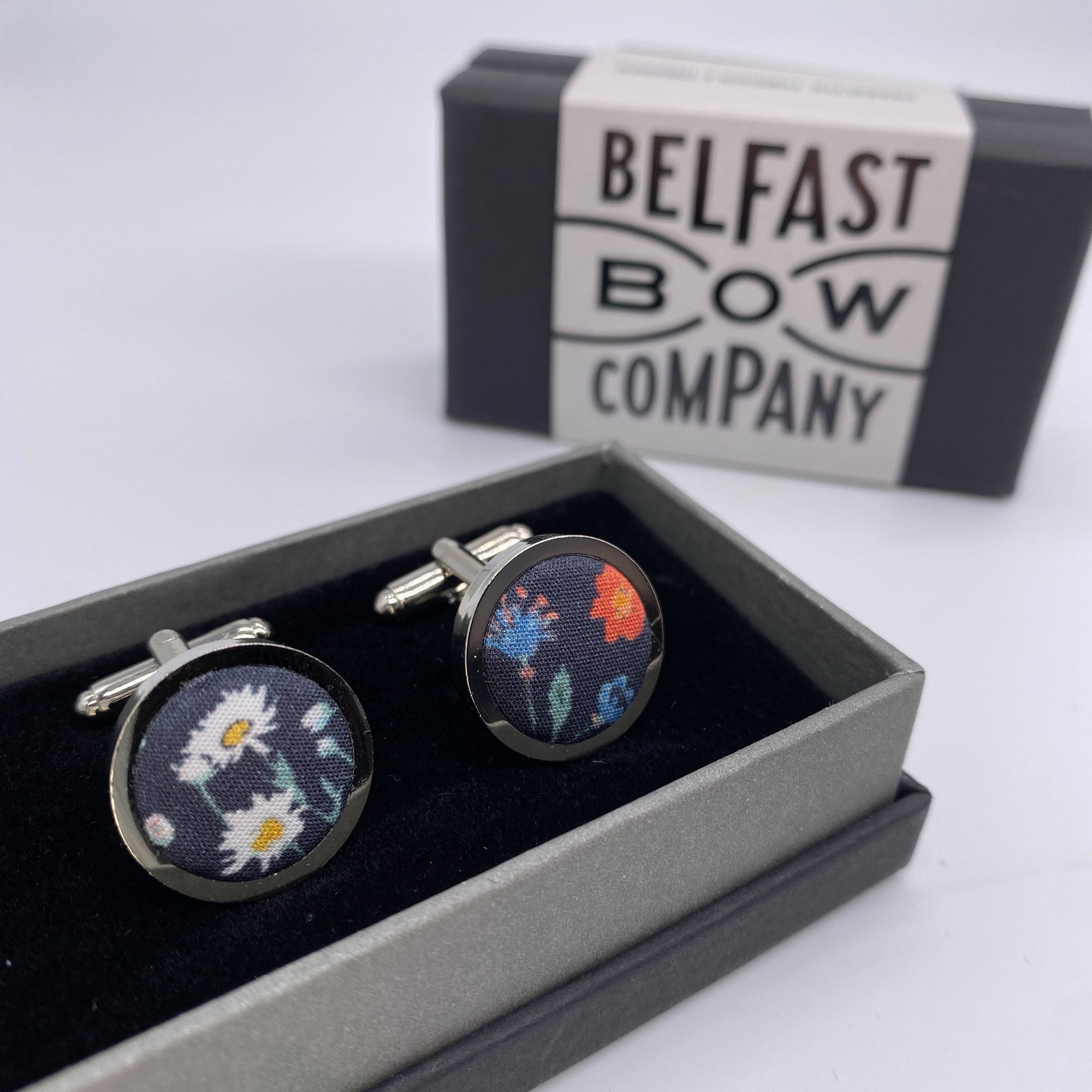 Boho Bloom Cufflinks in Navy Spring Garden