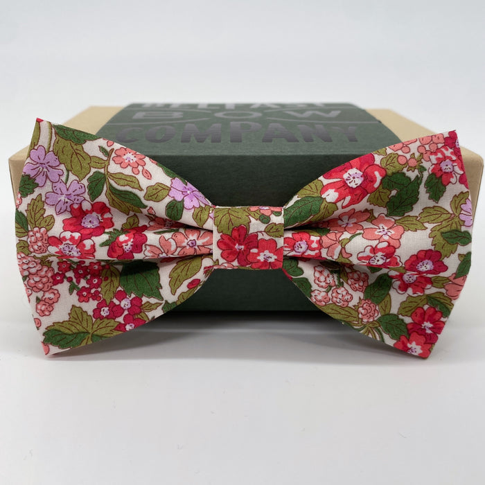 Liberty Floral Bow Tie in Red and Green by the Belfast Bow Company