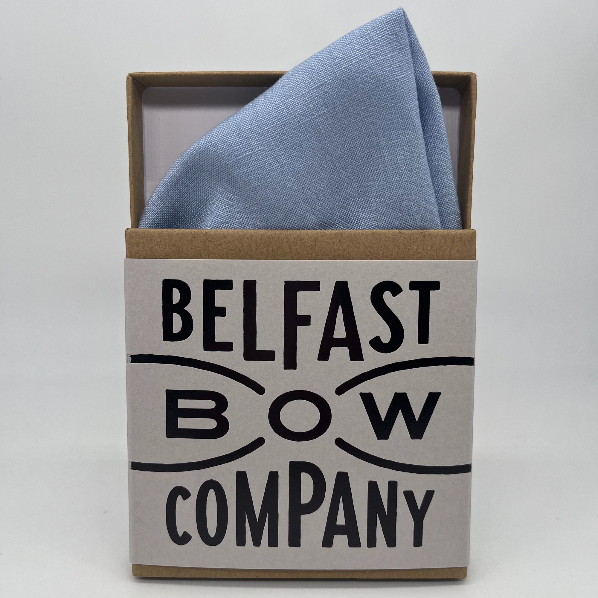 Irish Linen Pocket Square in Light Blue by the Belfast Bow Company