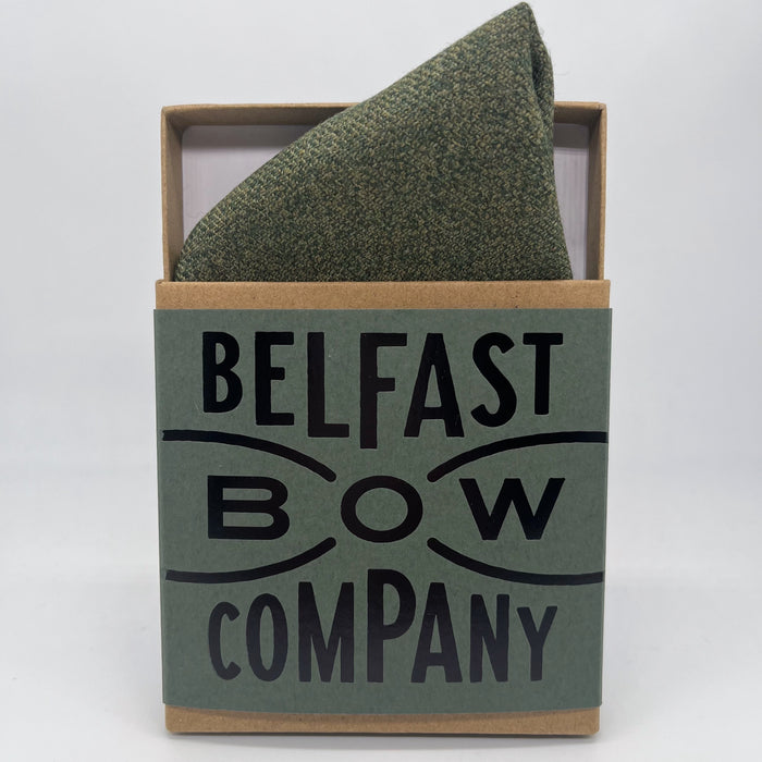 Islay Tweed Pocket Square in Olive Green by the Belfast Bow Company