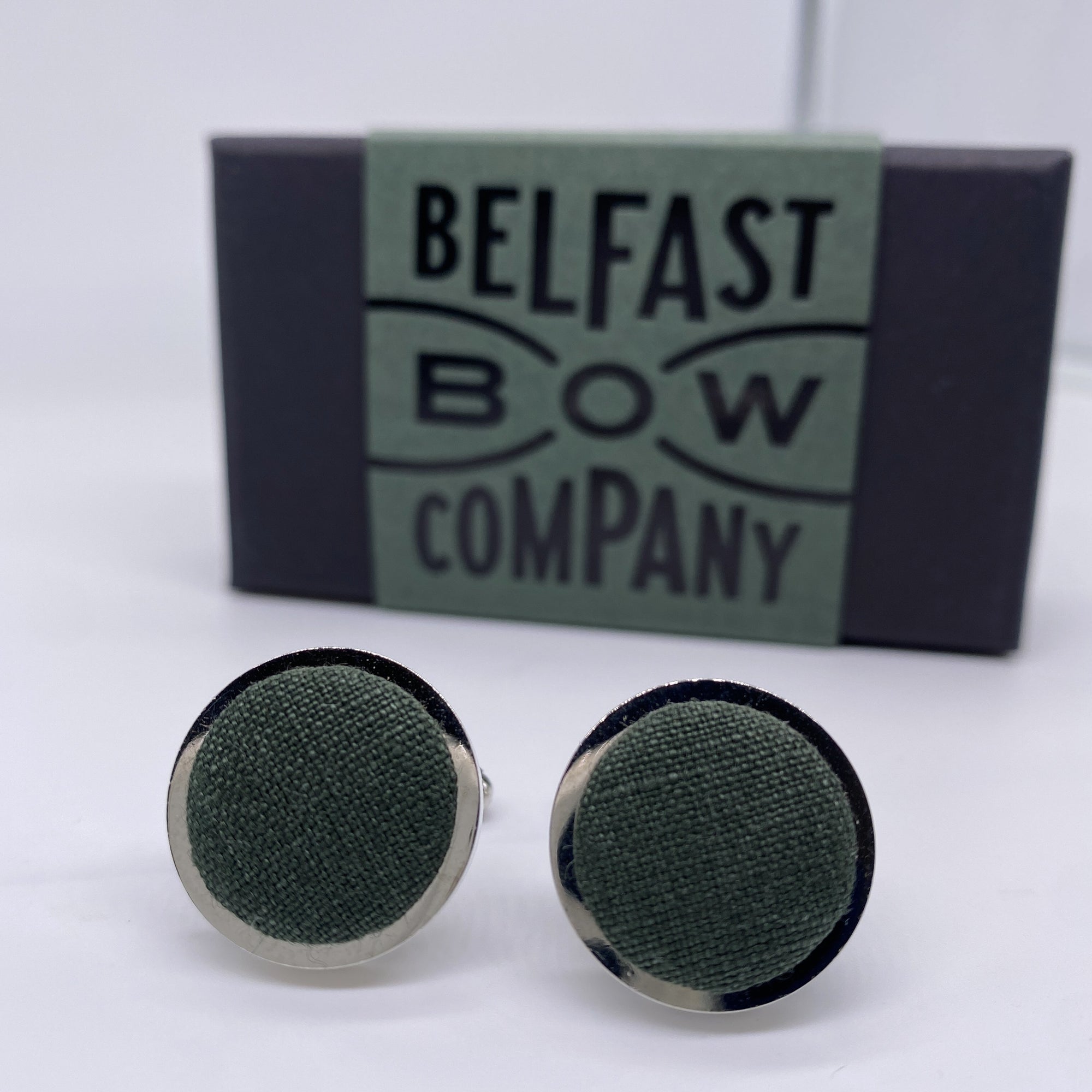 Ivy Green Cufflinks in Irish Linen by the Belfast Bow Company