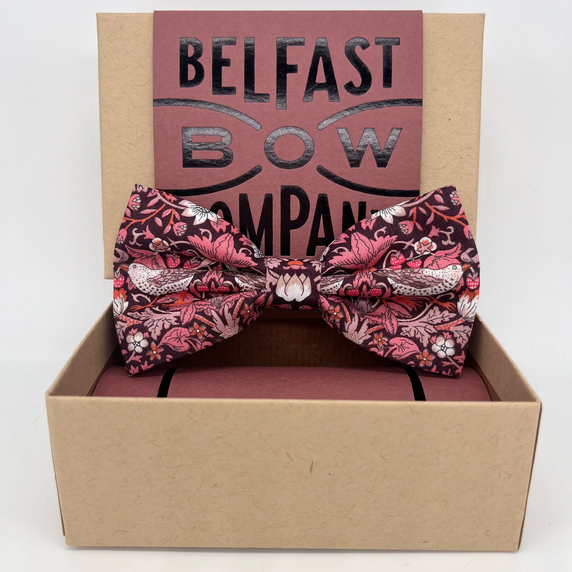 Liberty of London Bow Tie in Burgundy Bird Motif