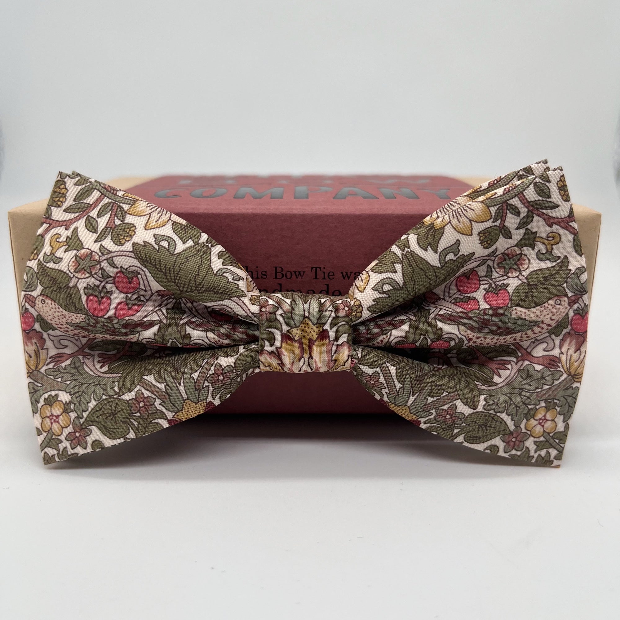 Liberty of London Bow Tie in OIive Green Bird Motif