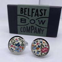 Orange Floral Cufflinks by the Belfast Bow Company