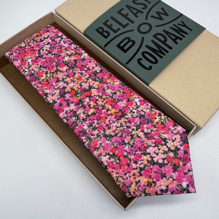 Pink Floral Liberty Tie by the Belfast Bow Company
