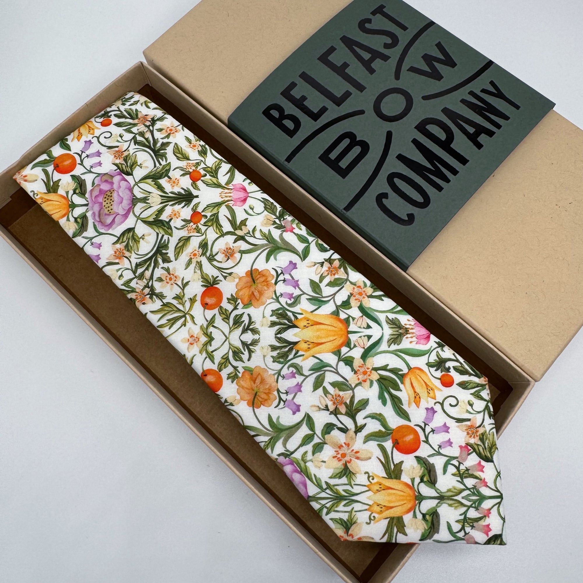 Liberty Tie in Flowering Orchard Print by the Belfast Bow Company