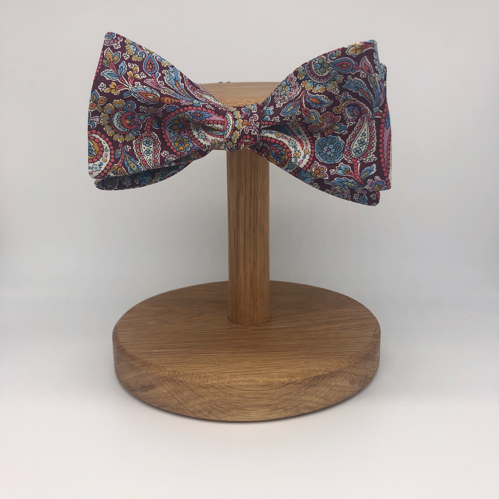 Self-Tie Liberty of London Bow Tie in Burgundy Paisley