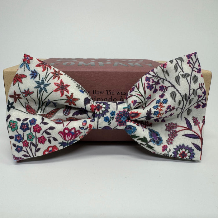 Liberty Bow Tie in Red, Navy and Purple Paisley Flowers by the Belfast Bow Company
