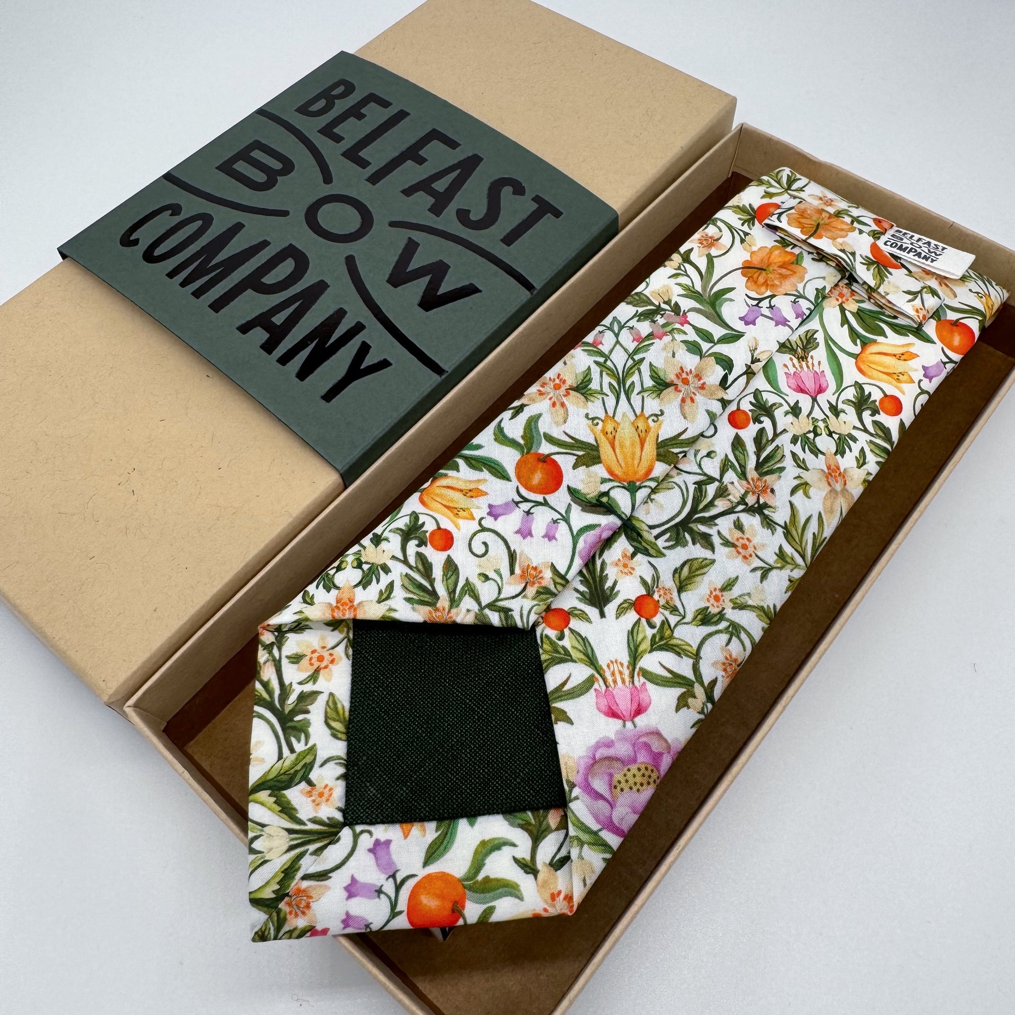 Flowering Orchard Tie in Off-White Liberty Print by the Belfast Bow Company