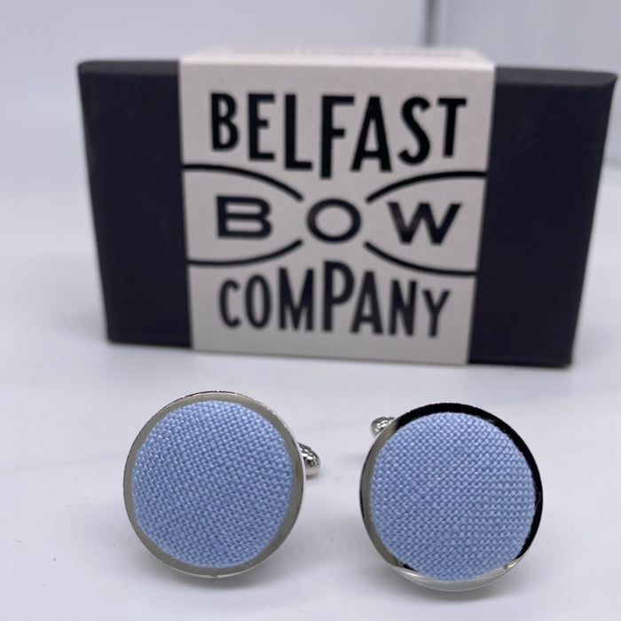 Light Blue Cufflinks in Irish Linen by the Belfast Bow Company