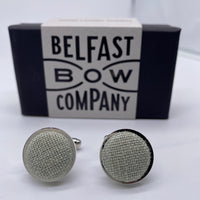 Light Sage Green Cufflinks in Irish Linen by the Belfast Bow Company