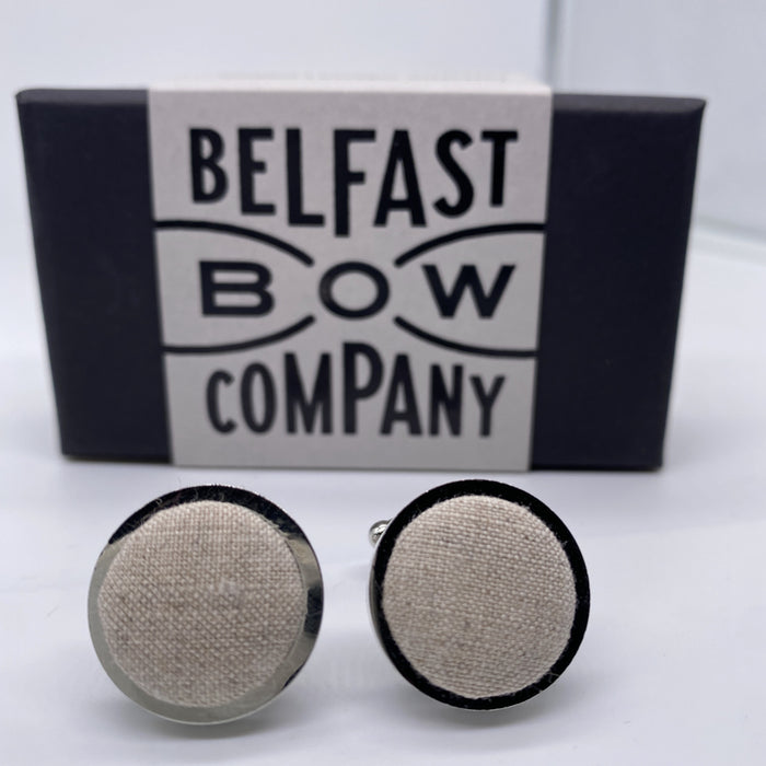 Irish Linen Cufflinks in Natural by the Belfast Bow Company