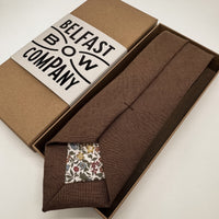 linen tie in brown by the belfast bow company