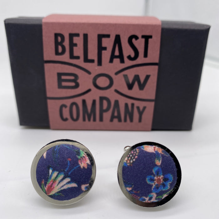 Liberty Cufflinks in Navy Floral by the Belfast Bow Company