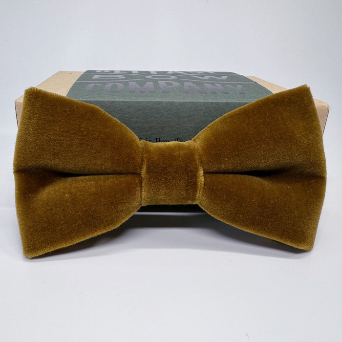 Velvet Bow Tie in Ochre Gold by the Belfast Bow Company