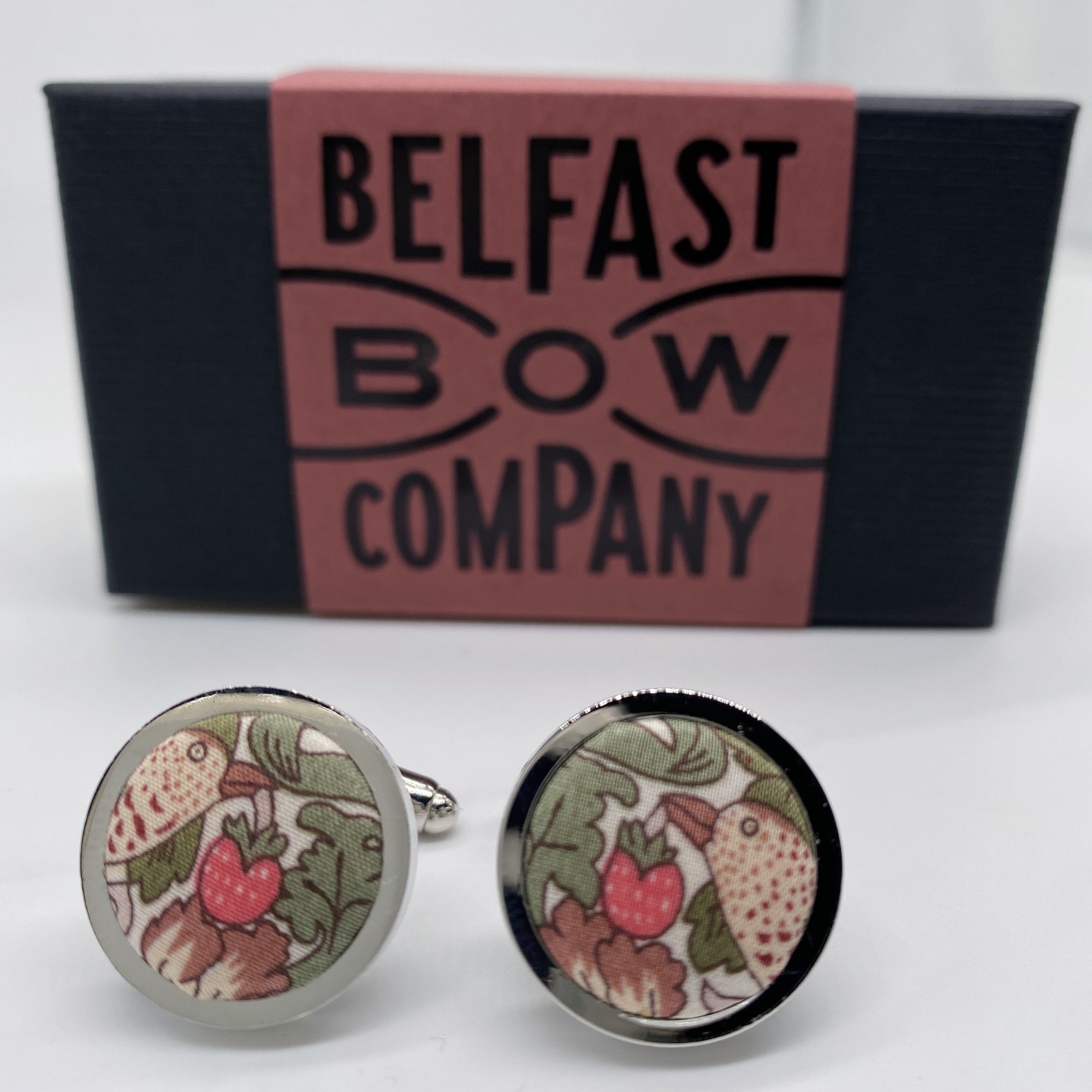 Liberty of London Cufflinks in Olive Green Bird Motif