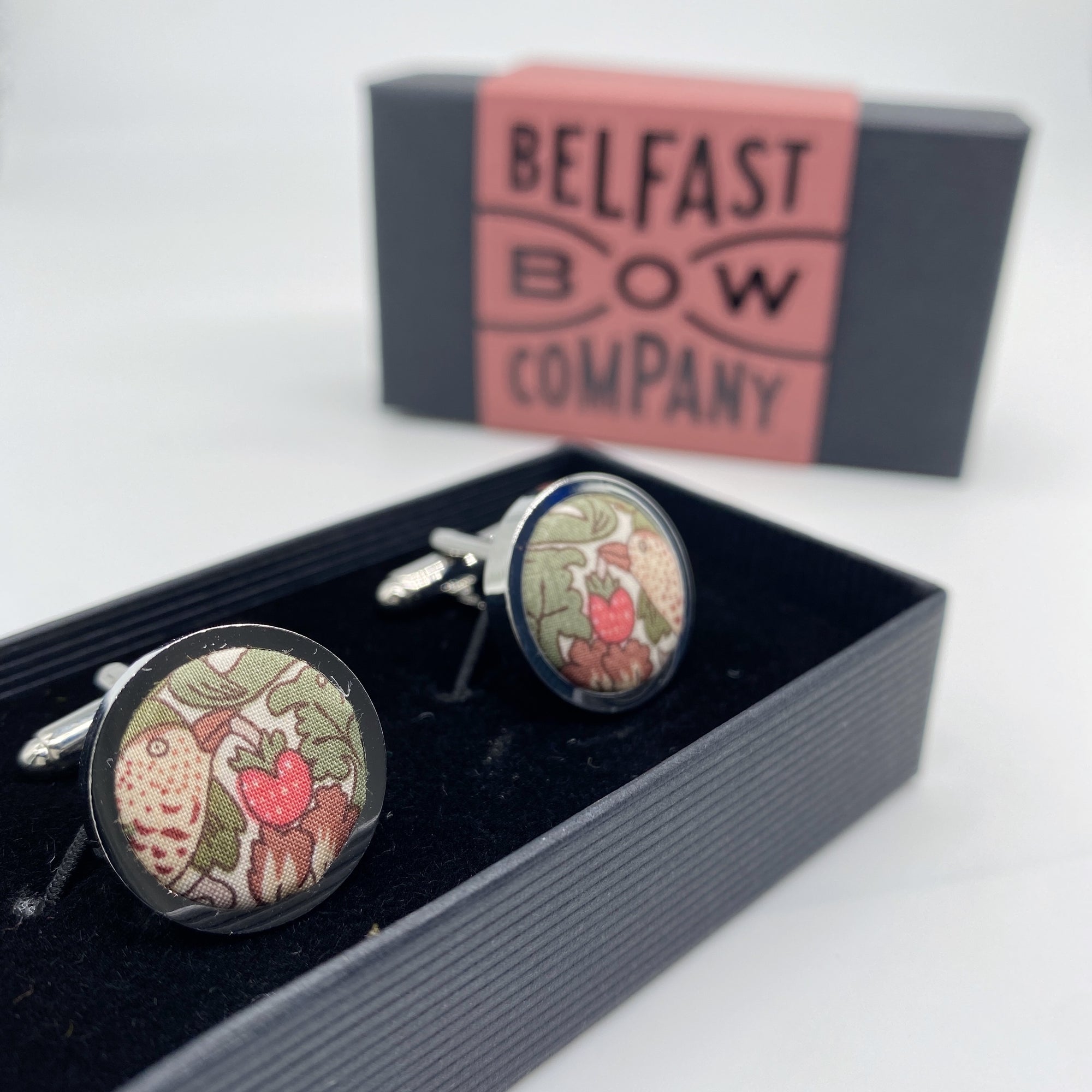 Liberty of London Cufflinks in Olive Green Bird Motif