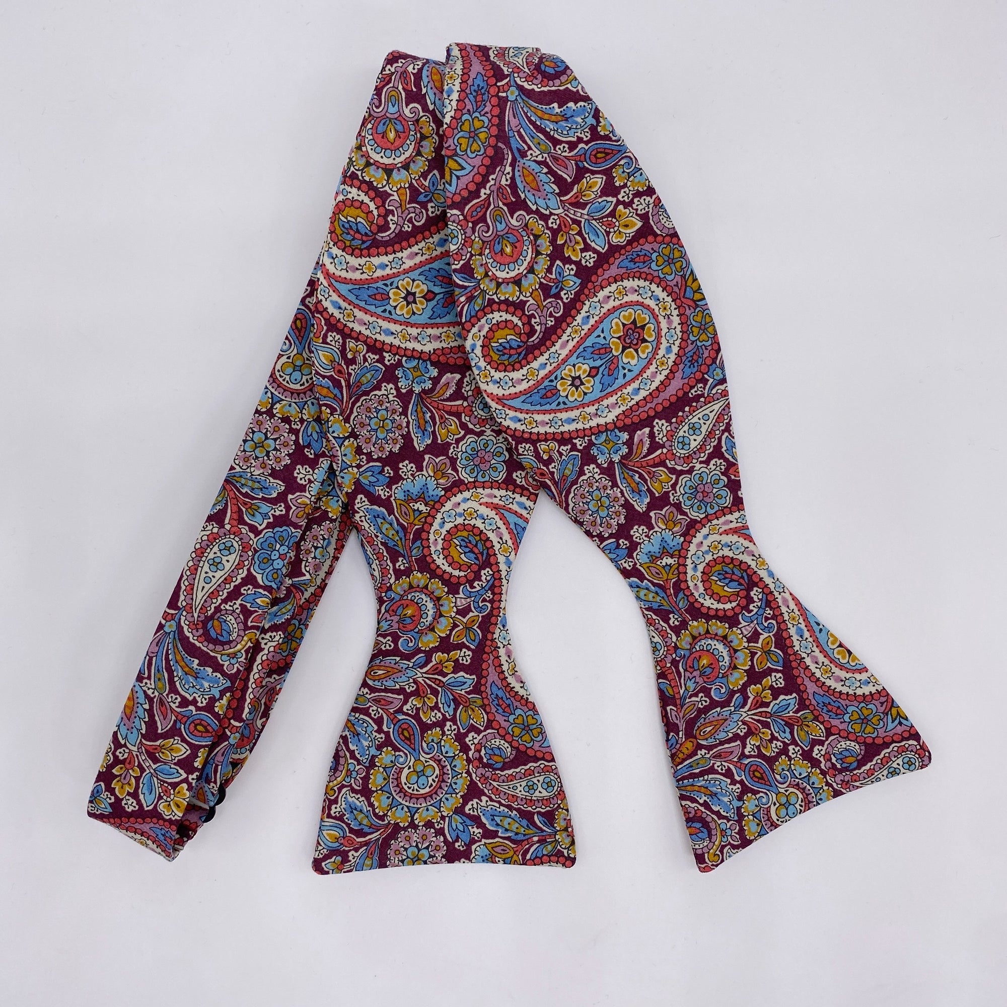 Self-Tie Liberty of London Bow Tie in Burgundy Paisley