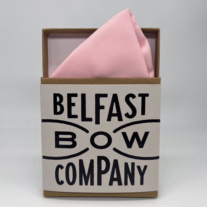 Pink pocket square in cotton by the belfast bow company