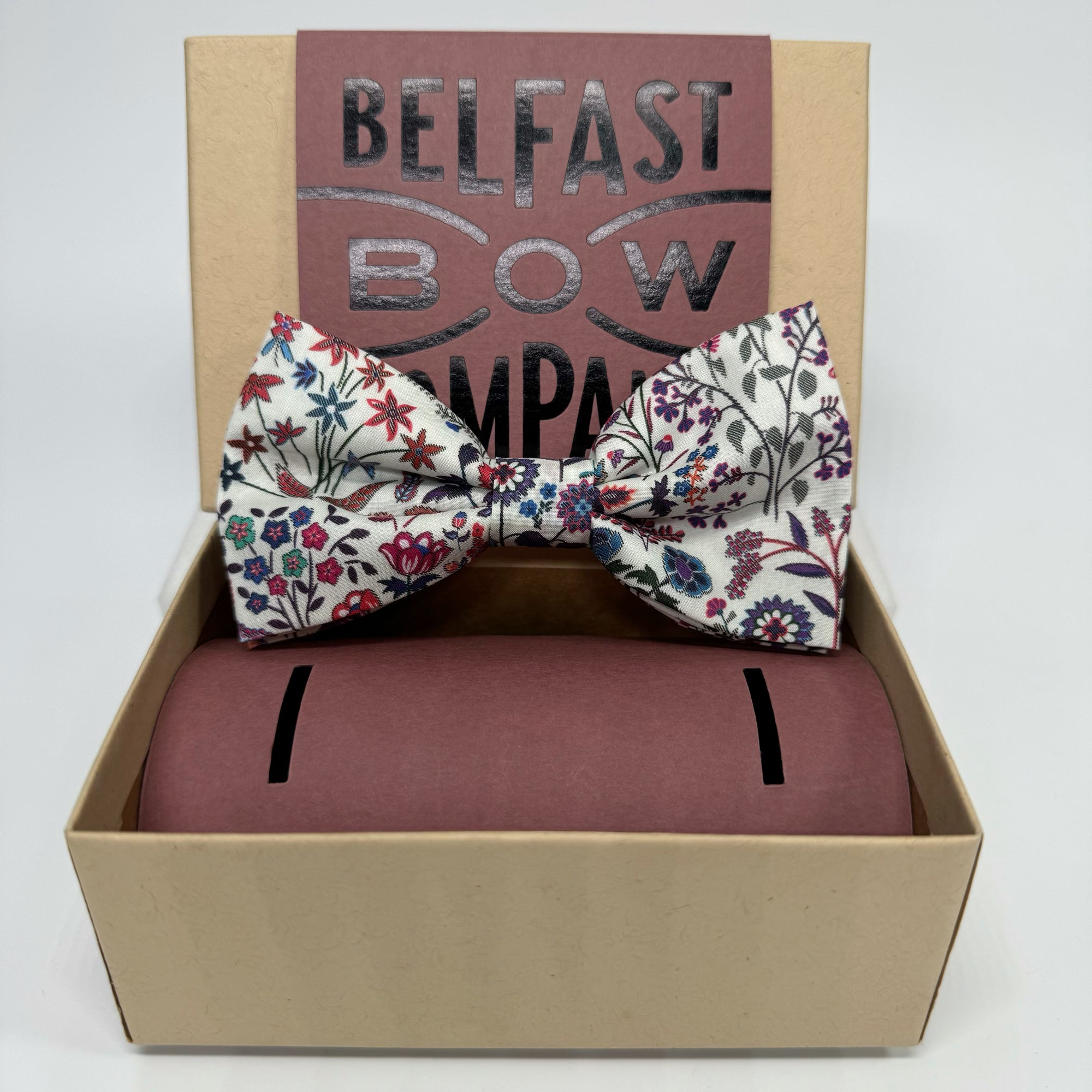 Liberty of London Bow Tie in Red, Navy & Purple Paisley Flowers