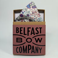 Liberty Pocket Square in red, navy and purple paisley flowers by the belfast bow company