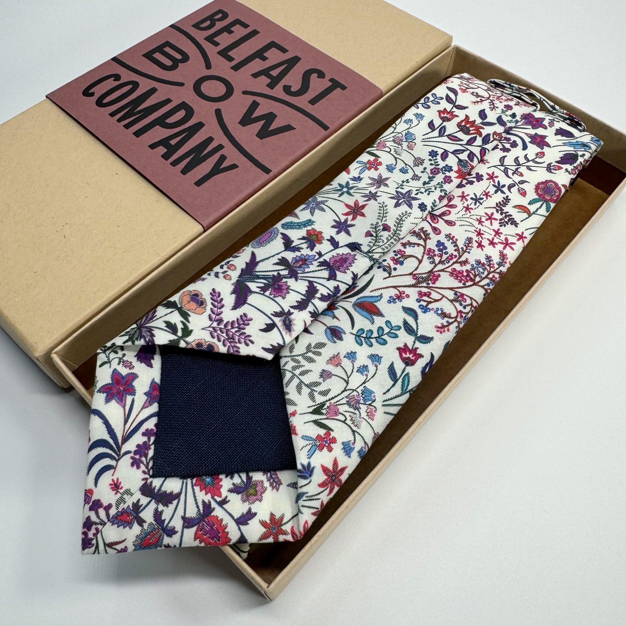 Liberty of London Tie in Red, Navy & Purple Paisley Flowers