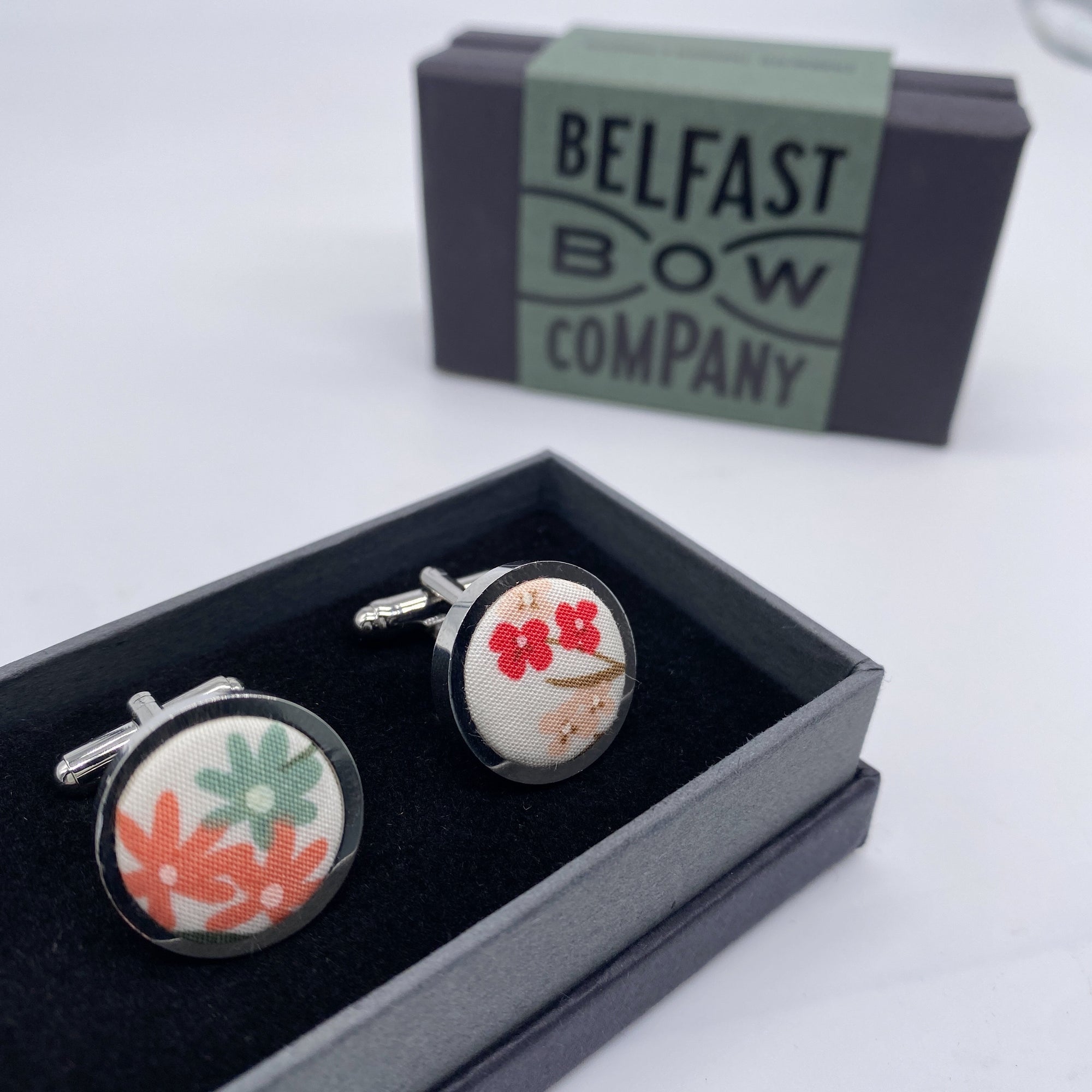 Boho Bloom Cufflinks in Sage Green Windswept Meadow