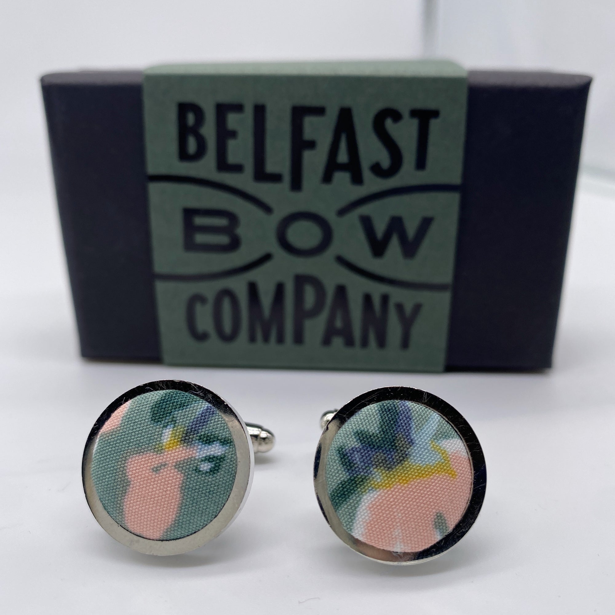 Sage Floral Cufflinks by the Belfast Bow Company