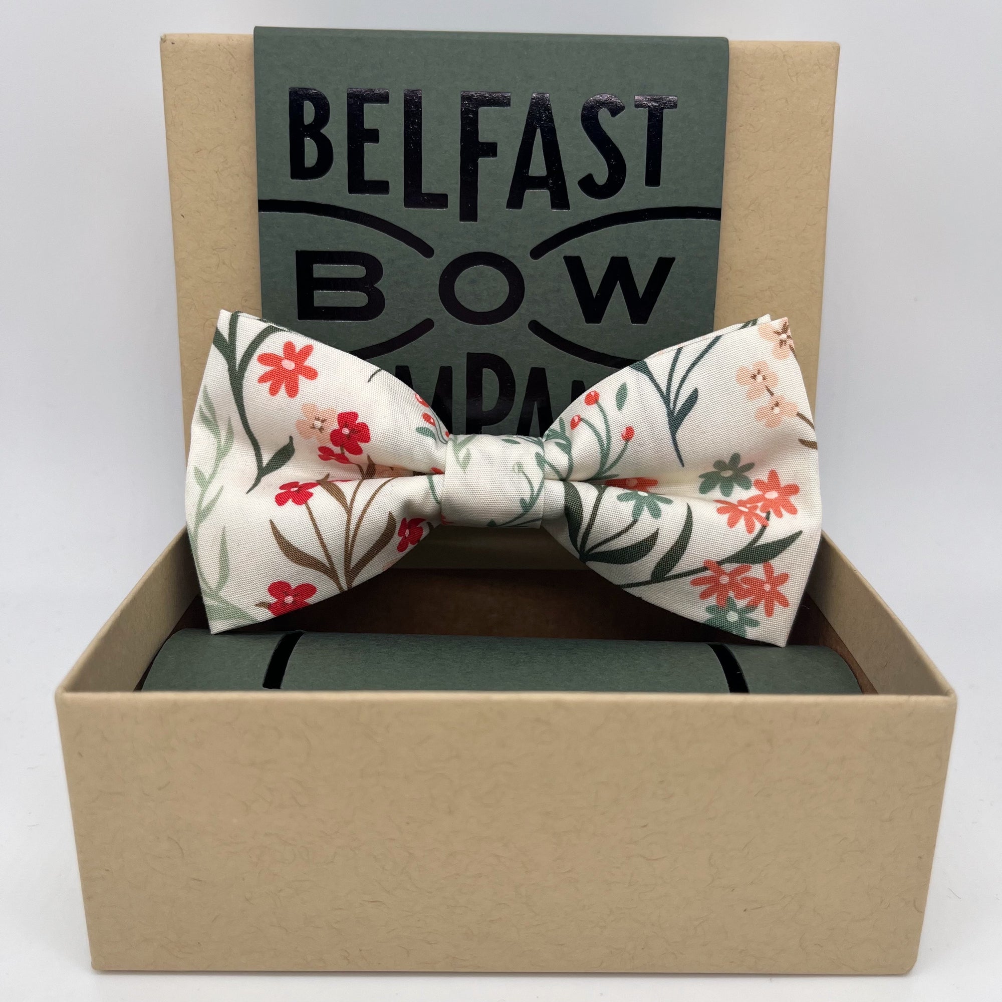 Boho Bloom Bow Tie in Sage Green Windswept Meadow