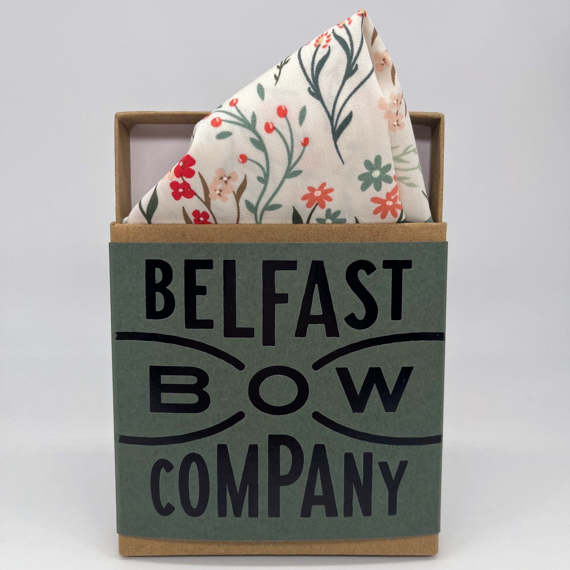 Floral Pocket Square in Sage Floral by the Belfast Bow Company