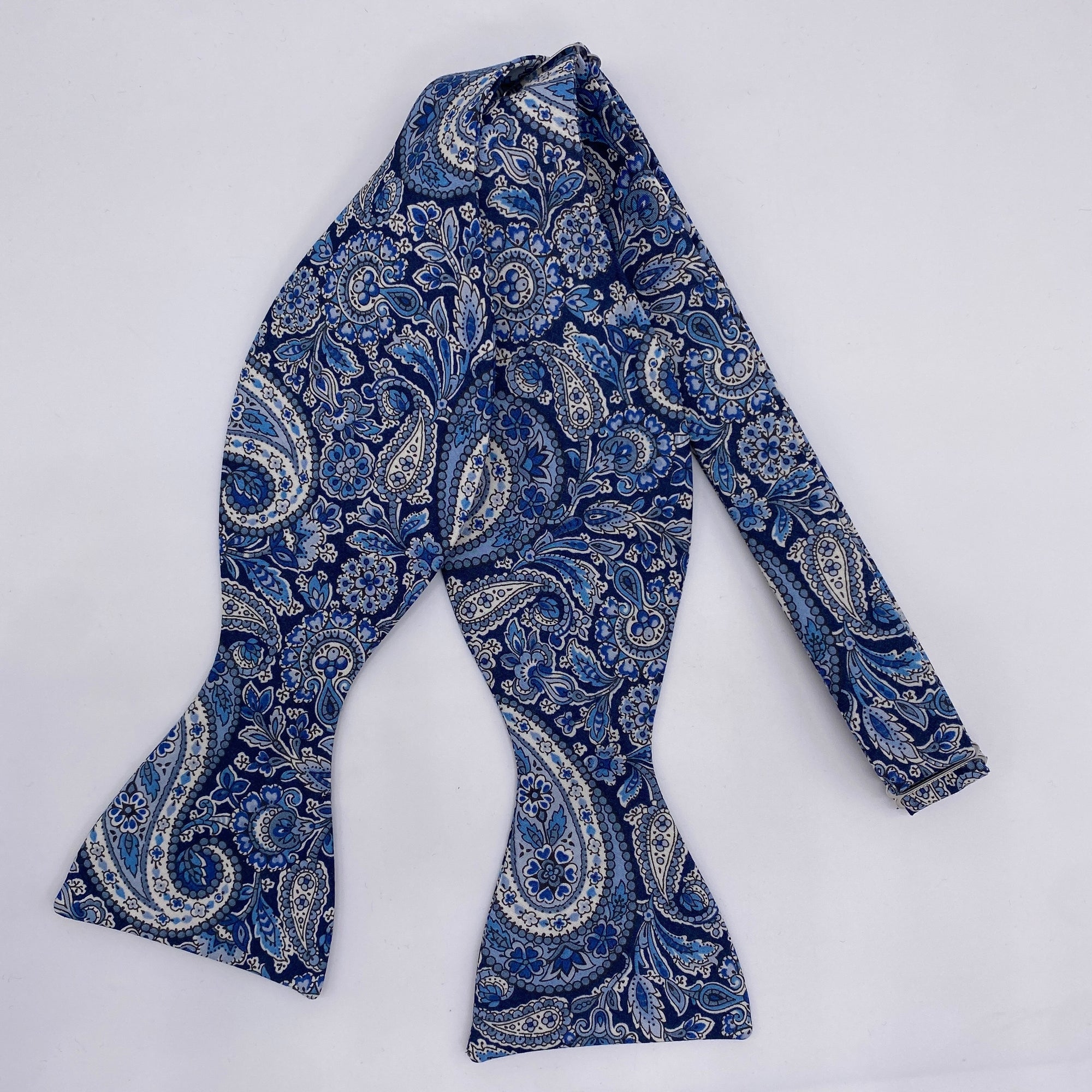 Self-Tie Liberty of London Bow Tie in Navy Paisley
