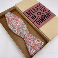 Self-Tie Bow Tie in Pink Ditsy Floral by the Belfast Bow Company