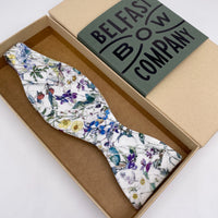 Liberty self-tie bow tie in wildflowers by the belfast bow company