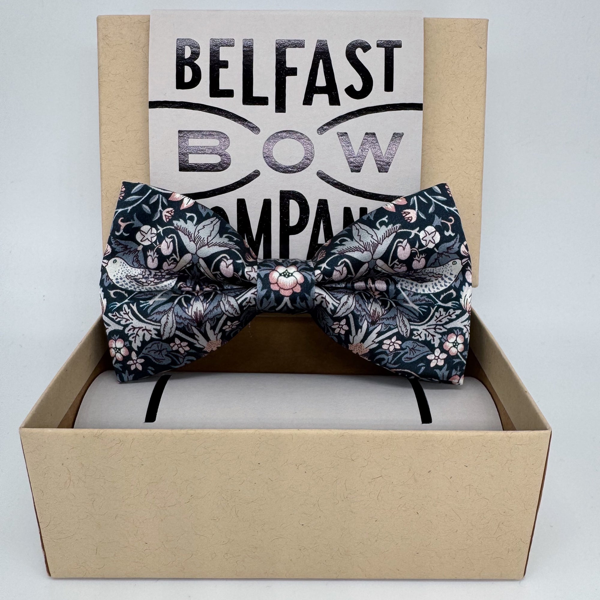 Liberty of London Silk Bow Tie in Navy Strawberry Thief
