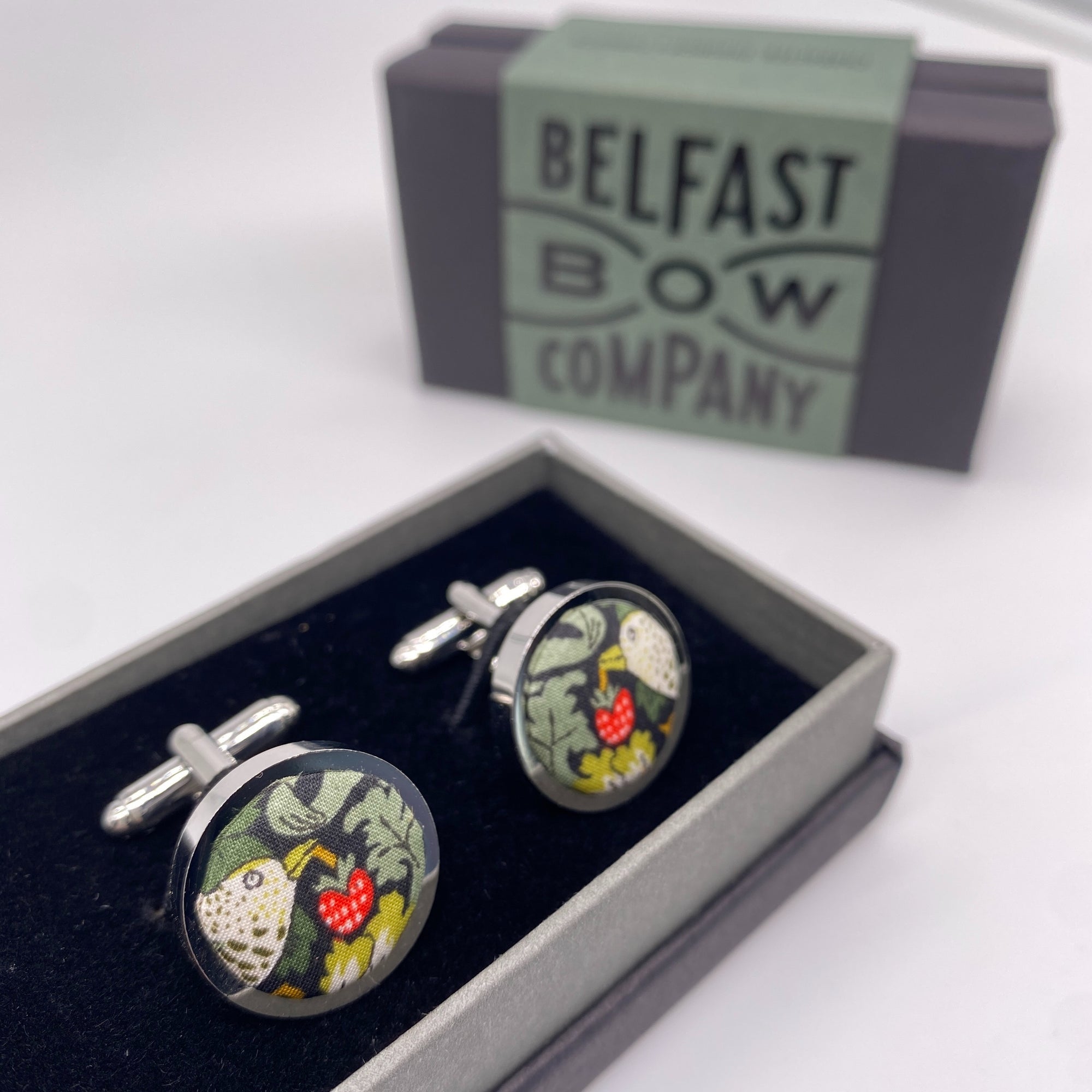 Liberty of London Cufflinks in Dark Green Bird Motif