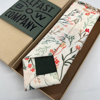 Floral Tie in Sage Green and Coral by the belfast bow company