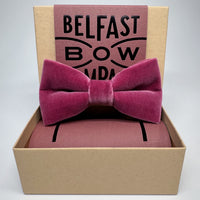 Velvet Bow Tie in Rose Pink by the Belfast Bow Company