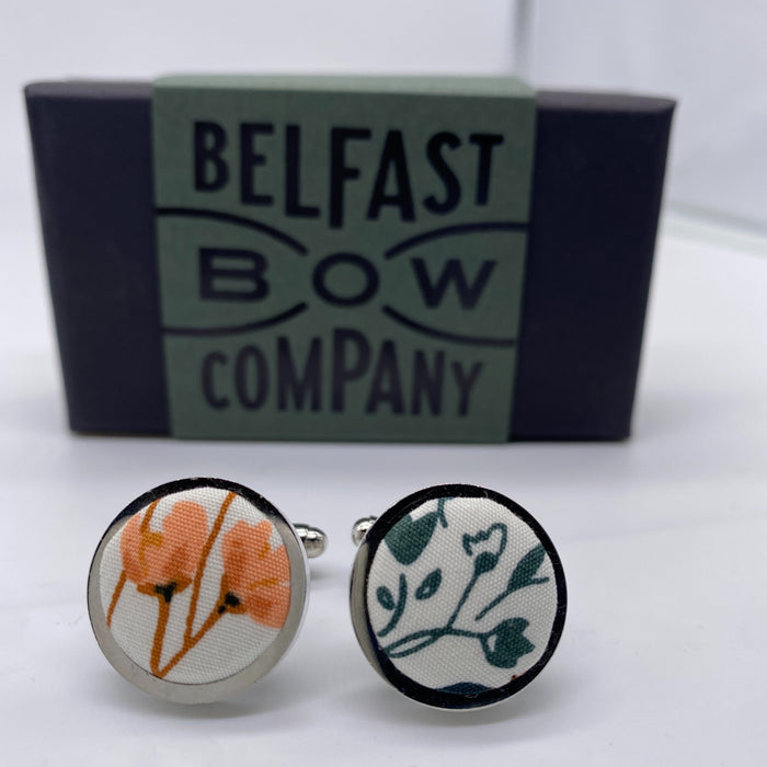 Floral Cufflinks in Autumn Garden by the Belfast Bow Company