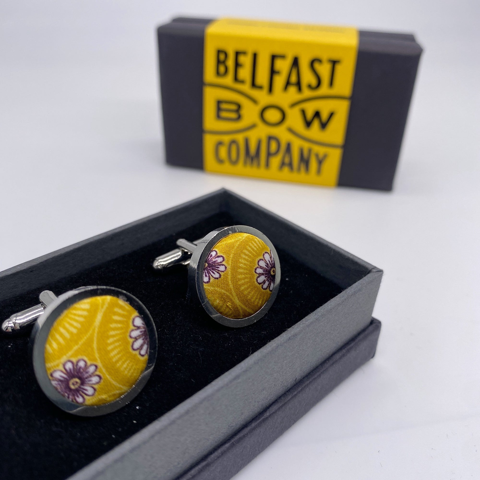 Liberty of London Silk Cufflinks in Yellow Theatre Royal