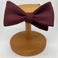Self-Tie Bow Tie in Burgundy Irish Linen by the Belfast Bow Company