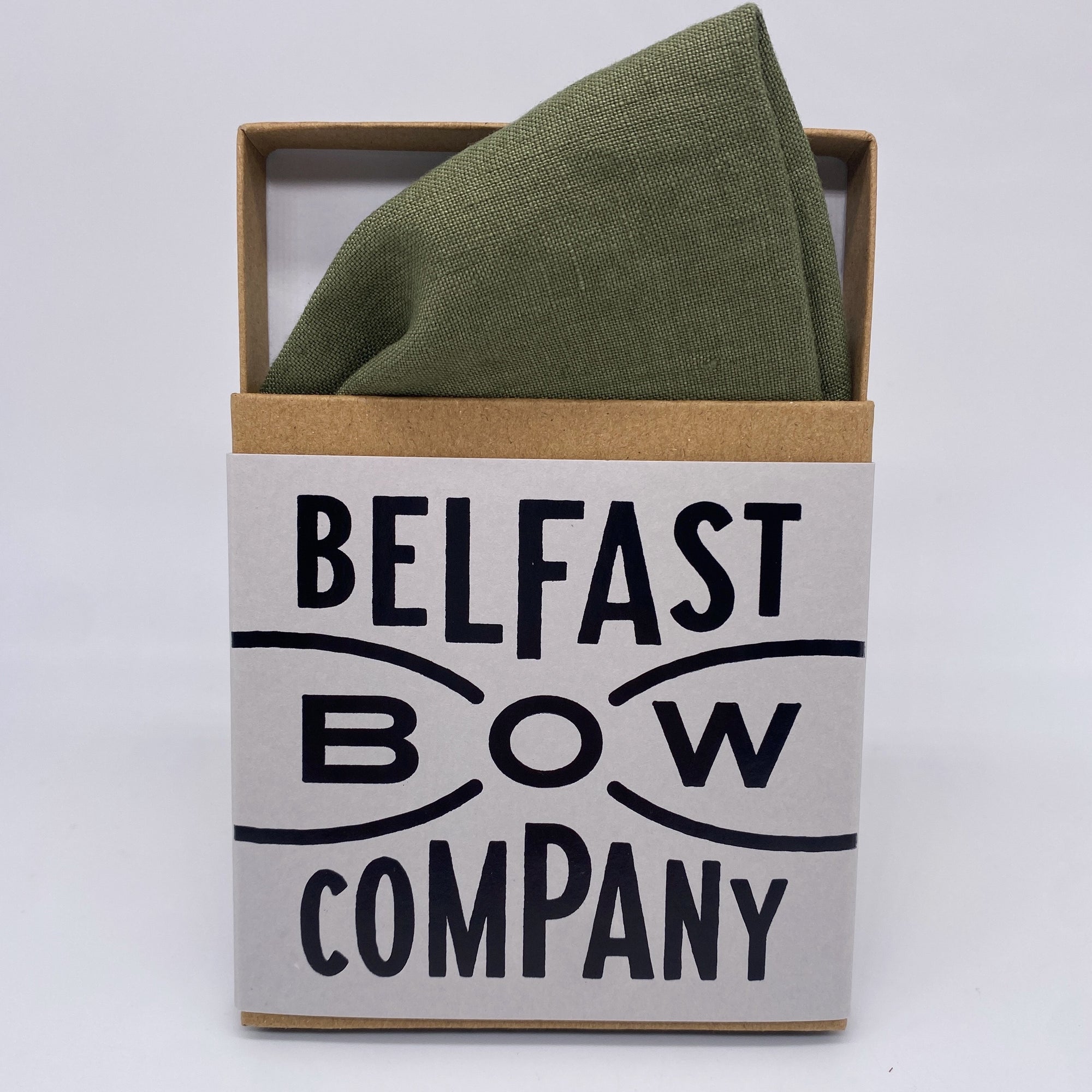 Olive Green Pocket Square in Irish Linen