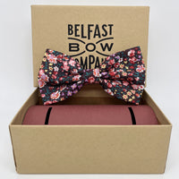 Liberty of London Dickie Bow Tie in Burgundy Floral by the Belfast Bow Company