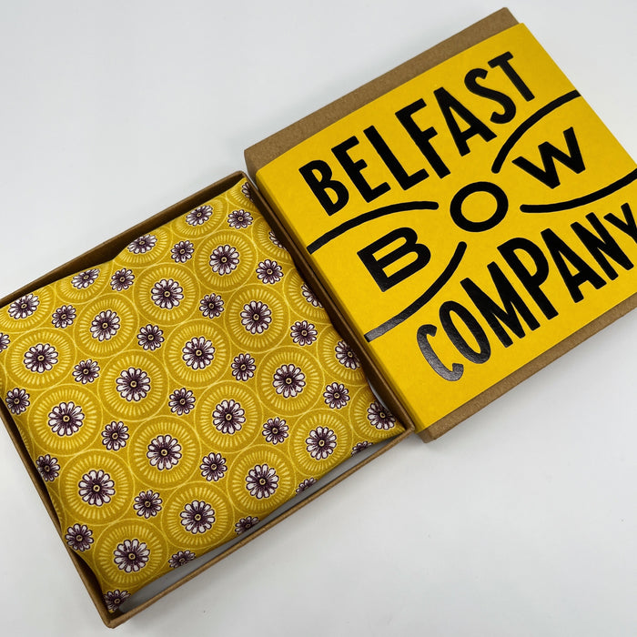 Silk Pocket Square in Golden Mustard Yellow by the Belfast Bow Company