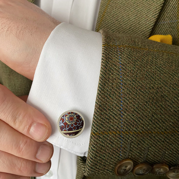 Silk Cufflinks in Liberty of London Paisley Park by the Belfast Bow Company