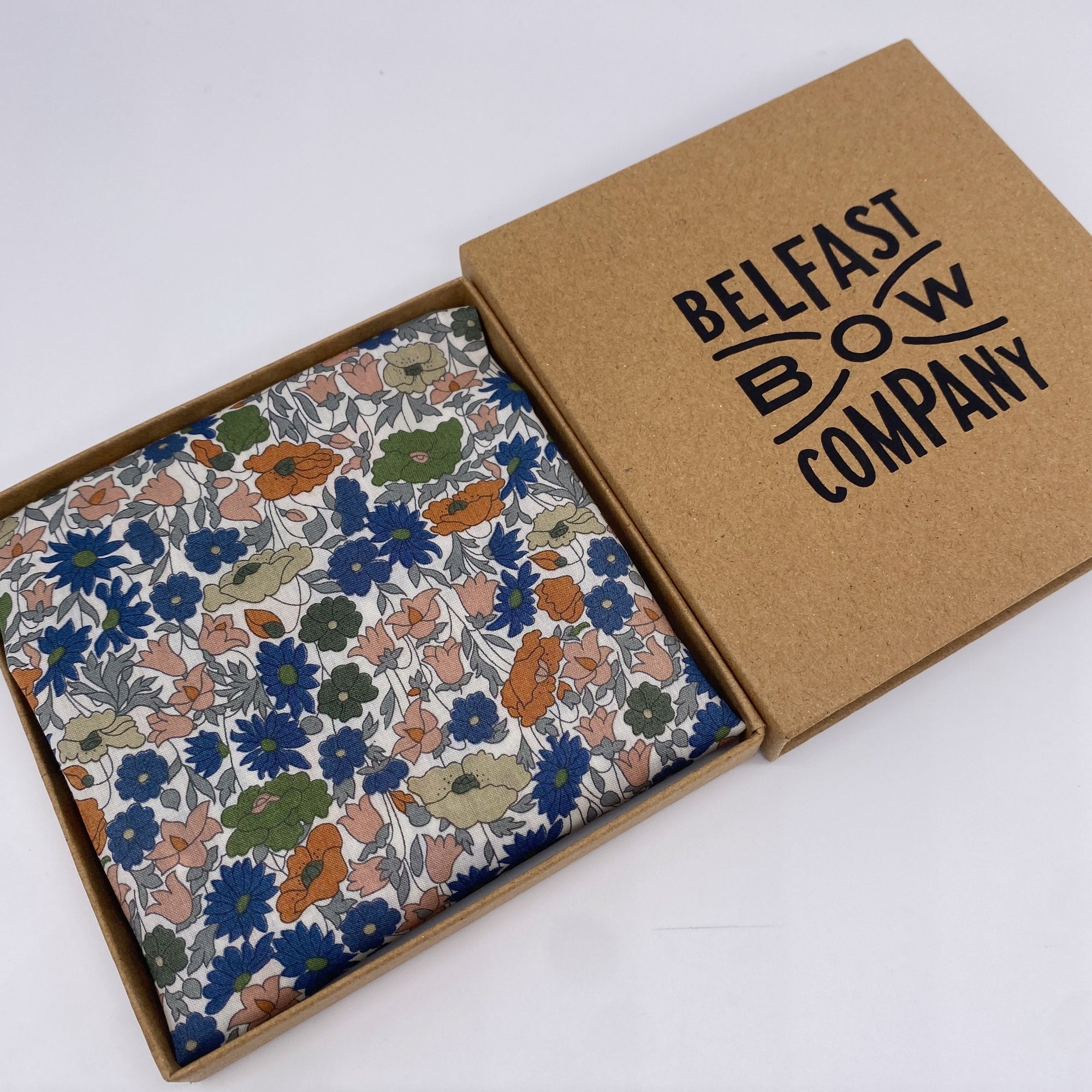 Liberty of London Pocket Square in Orange & Green Meadow