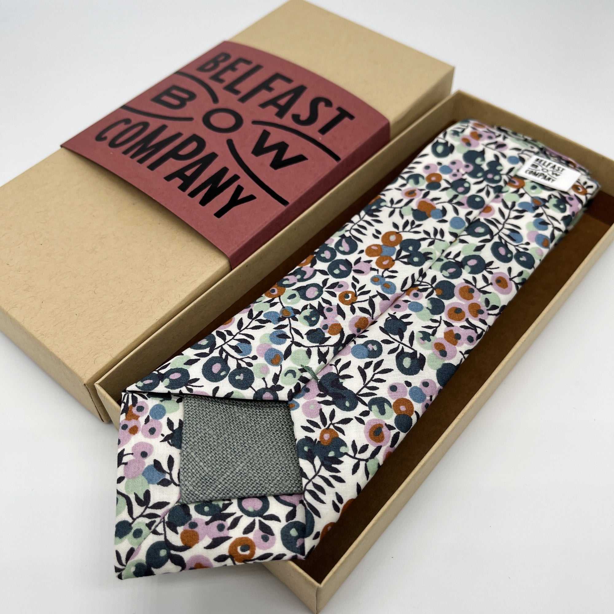 Liberty of London Tie in Blue and Lilac Berries by the Belfast Bow Company