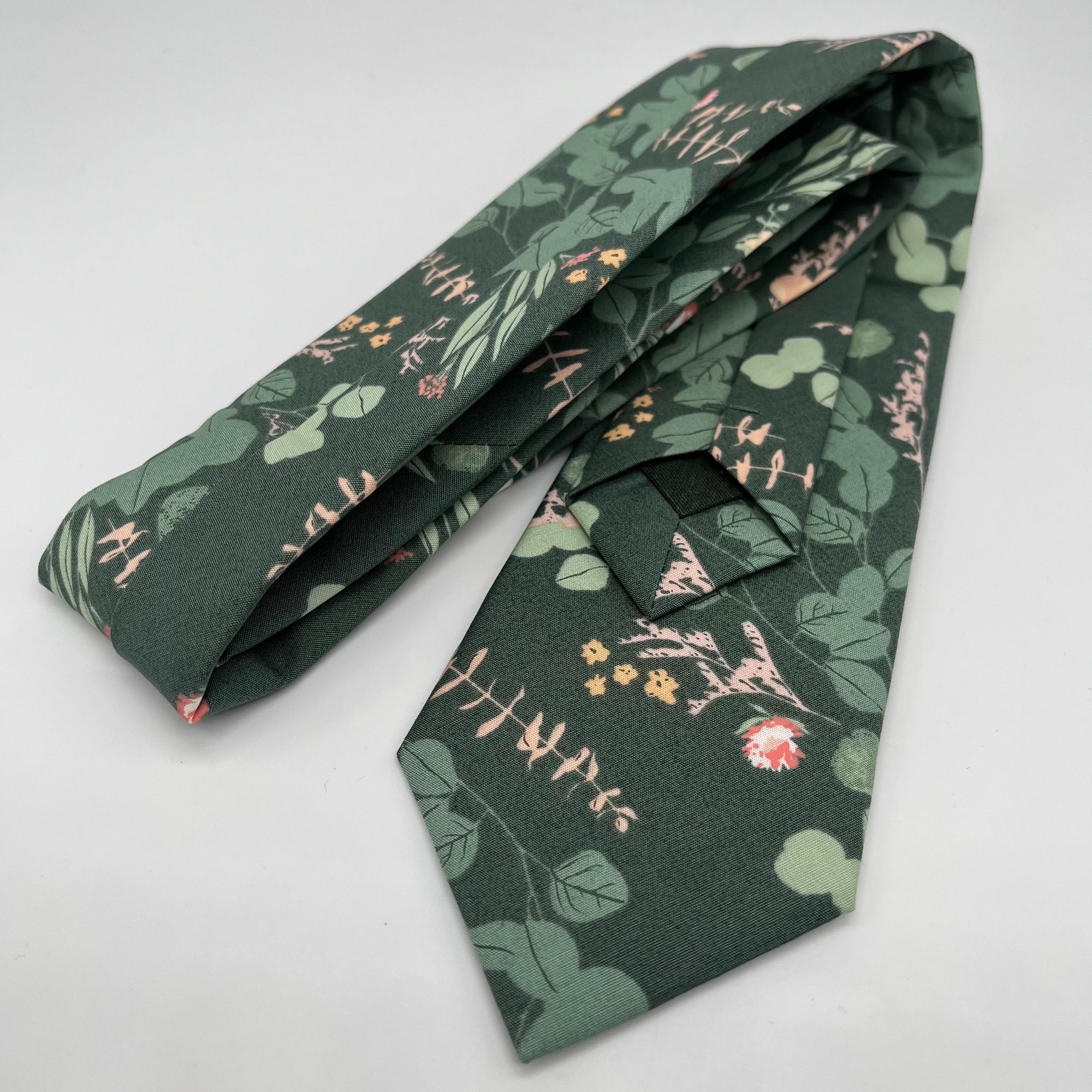 Boho Blooms Tie in Dark Sage Green Floral